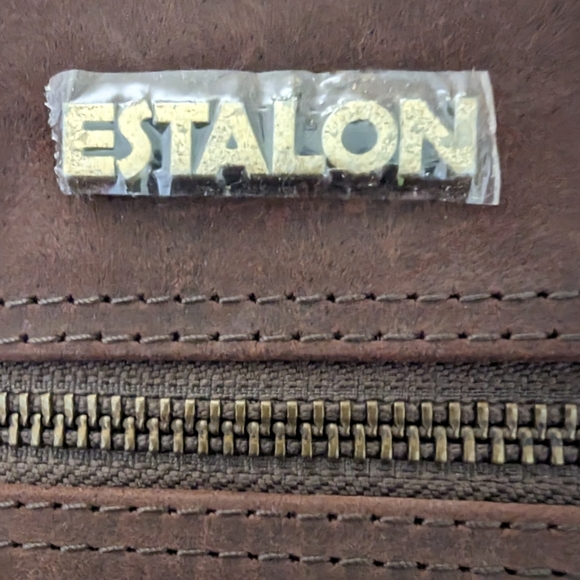 NWT Estalon Dark Brown Distressed Leather Crossbody Bag Purse - Picture 5 of 9